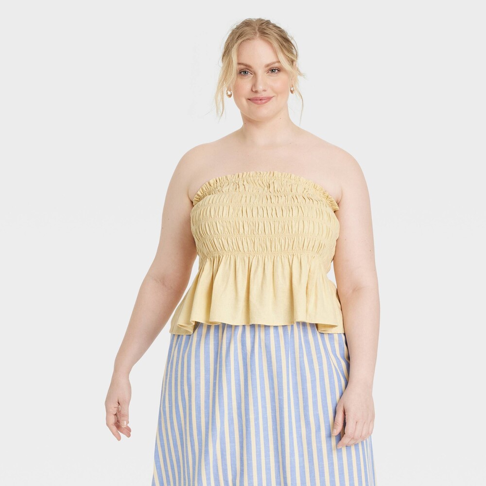 Peplum Tube Top - Yellow XXL